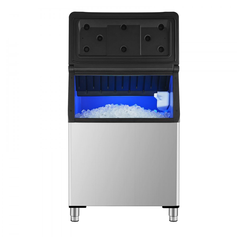 VEVOR - Contenedor de hielo comercial para máquina de hielo, capacidad de 227 kg, de acero inoxidable con filtro y patas de goma antideslizantes ajustables, apto para restaurantes, hoteles y tiendas de bebidas.