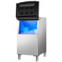 Recipiente de armazenamento para máquina de gelo comercial VEVOR, recipiente de gelo com capacidade para 250 libras, recipiente de armazenamento de gelo em aço inoxidável com filtro de estágio único e pés de borracha antiderrapantes ajustáveis, adequado para restaurantes e hotéis