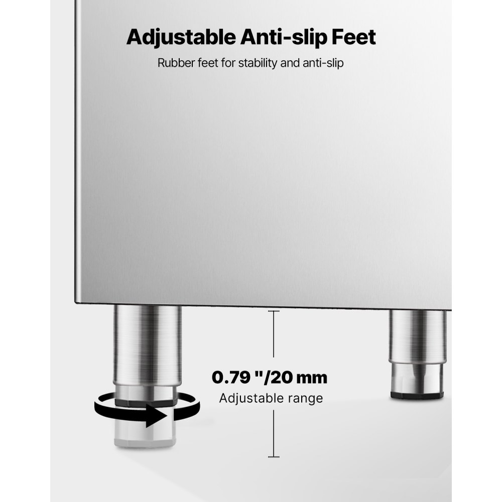 VEVOR Commercial Ice Maker Storage Bin, 300 LBS Capacity Ice-Bin, Commercial Ice Storage Bin with Adjustable Anti-slip Rubber Feet, Suitable for Restaurant Hotel and Beverage Shops