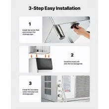 Commercial Ice Maker Storage Bin 300lbs Capacity Business Ice Storage Bin,Stainless Steel Ice Storage Bin with Single-Stage Filter and Adjustable Anti-Slip Rubber Feet, Suitable for Restaurant and Hotel