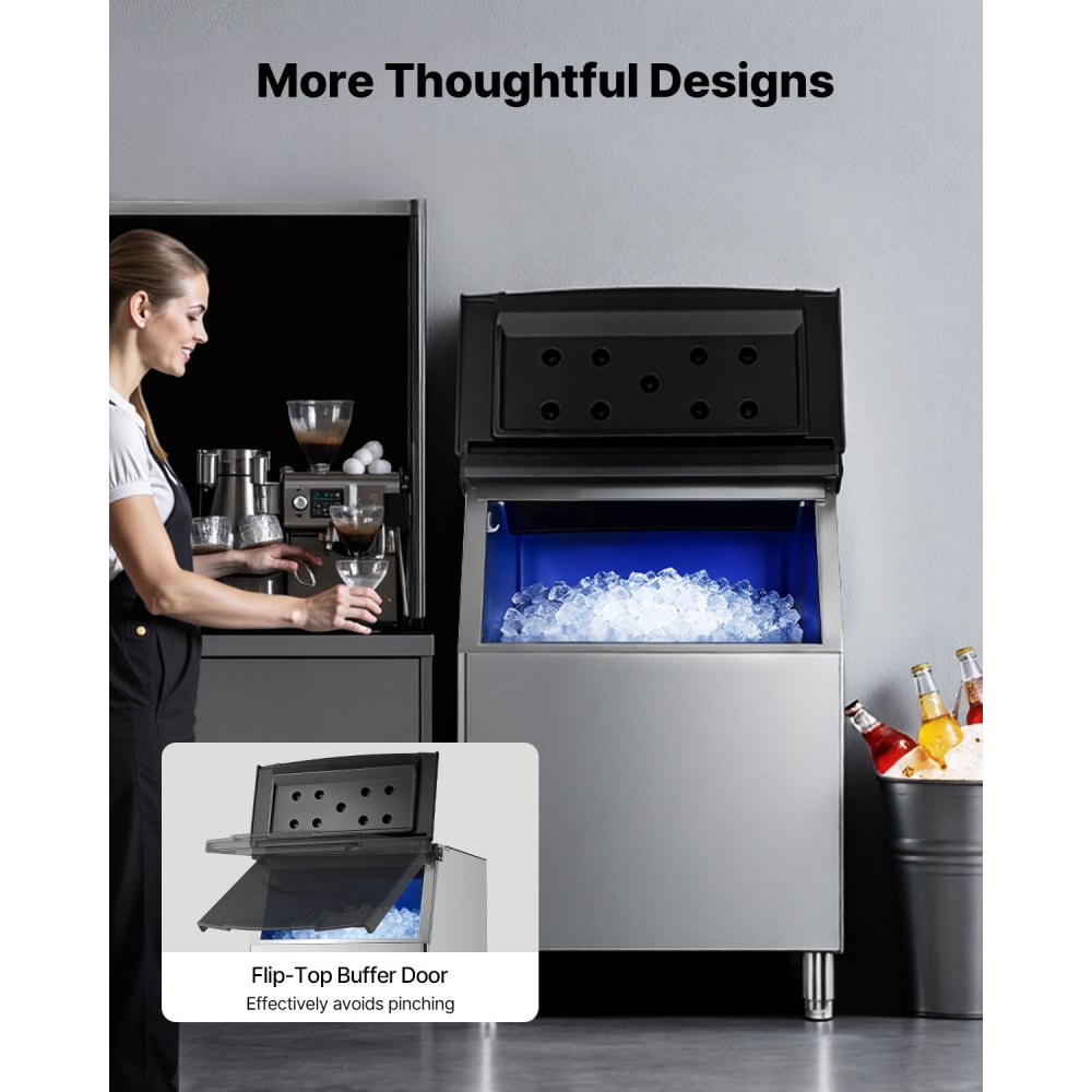 VEVOR Commercial Ice Maker Storage Bin, 500 LBS Capacity Ice-Bin, Stainless Steel Commercial Ice Storage Bin with Adjustable Anti-slip Rubber Feet, Suitable for Restaurant Hotel and Beverage Shops