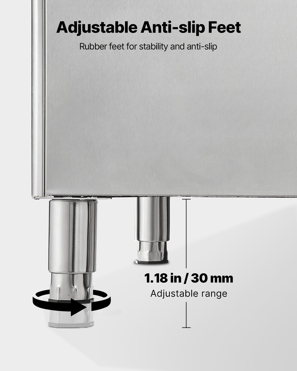 VEVOR Commercial Ice Maker Storage Bin, 500 LBS Capacity Ice-Bin, Stainless Steel Commercial Ice Storage Bin with Adjustable Anti-slip Rubber Feet, Suitable for Restaurant Hotel and Beverage Shops