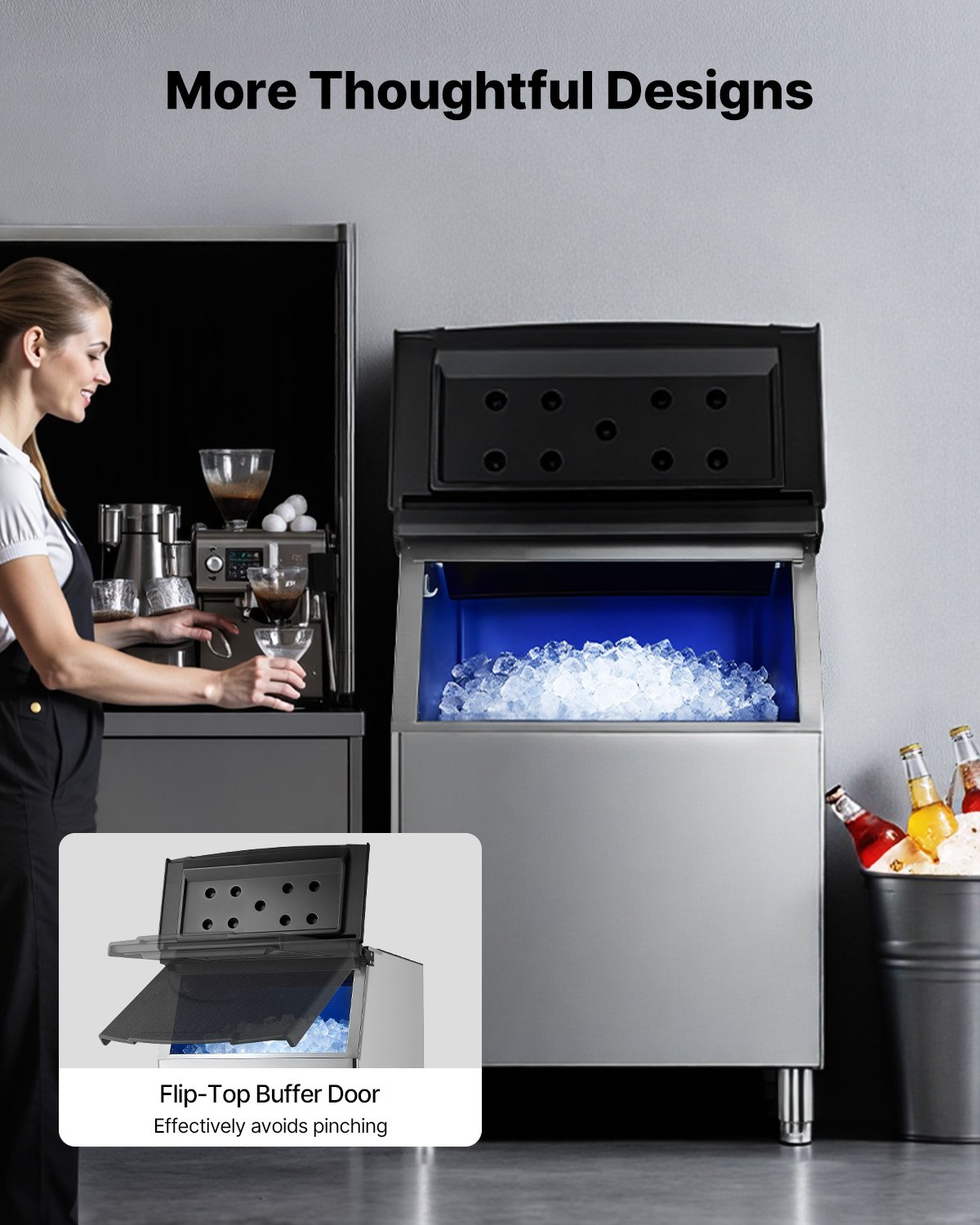 VEVOR Commercial Ice Maker Storage Bin, 500 LBS Capacity Ice-Bin, Stainless Steel Commercial Ice Storage Bin with Adjustable Anti-slip Rubber Feet, Suitable for Restaurant Hotel and Beverage Shops