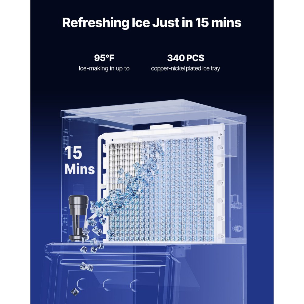 VEVOR Commercial Ice Maker Machine 800 lbs/24 h, 26 Inch Stainless Steel Industrial Ice Machine, Self-Cleaning and Scheduled Ice Making, Modular Ice Cube Machine for Restaurant Hotel - Head Only