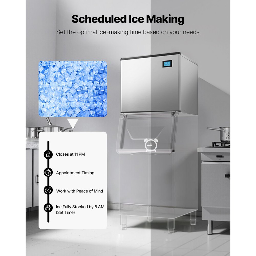 VEVOR Commercial Ice Maker Machine 800 lbs/24 h, 26 Inch Stainless Steel Industrial Ice Machine, Self-Cleaning and Scheduled Ice Making, Modular Ice Cube Machine for Restaurant Hotel - Head Only