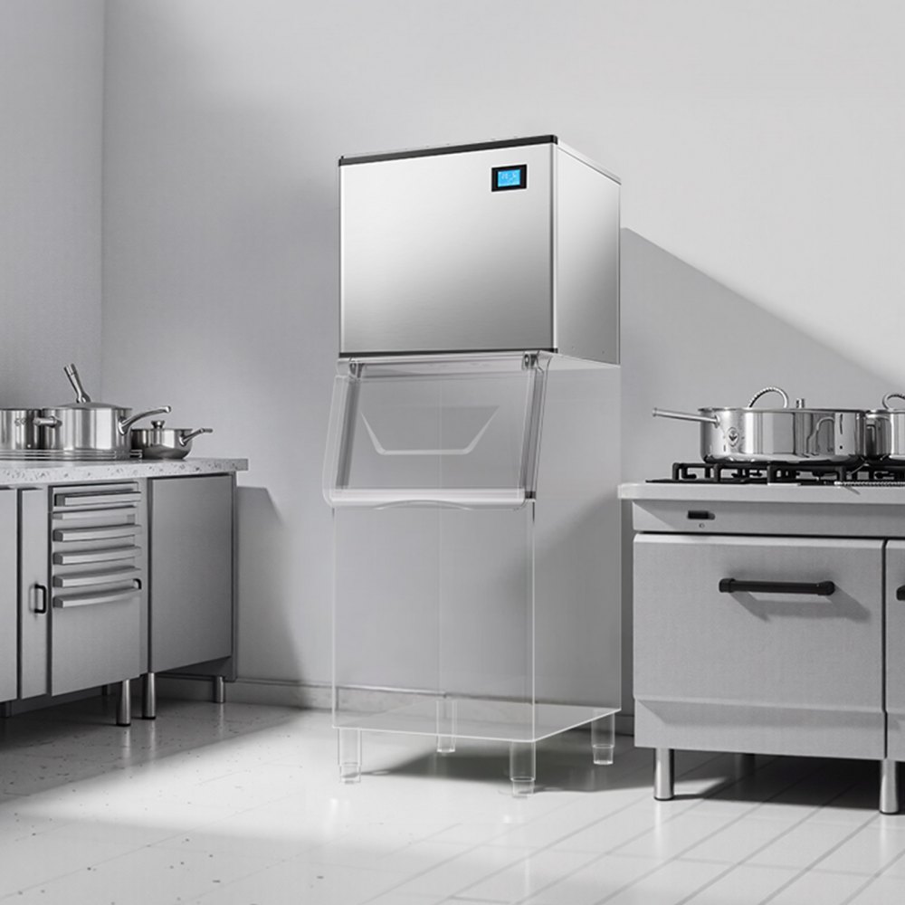 VEVOR Commercial Ice Maker Machine 800 lbs/24 h, 26 Inch Stainless Steel Industrial Ice Machine, Self-Cleaning and Scheduled Ice Making, Modular Ice Cube Machine for Restaurant Hotel - Head Only