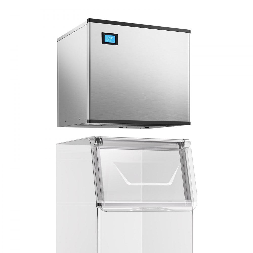 VEVOR Commercial Ice Maker Machine 800 lbs/24 h, 26 Inch Stainless Steel Industrial Ice Machine, Self-Cleaning and Scheduled Ice Making, Modular Ice Cube Machine for Restaurant Hotel - Head Only