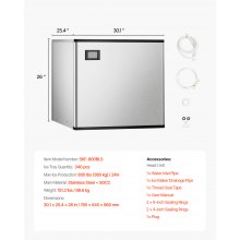 Commercial Ice Maker Machine 800 lbs/24 h Self-Cleaning Ice Machine - Head Only