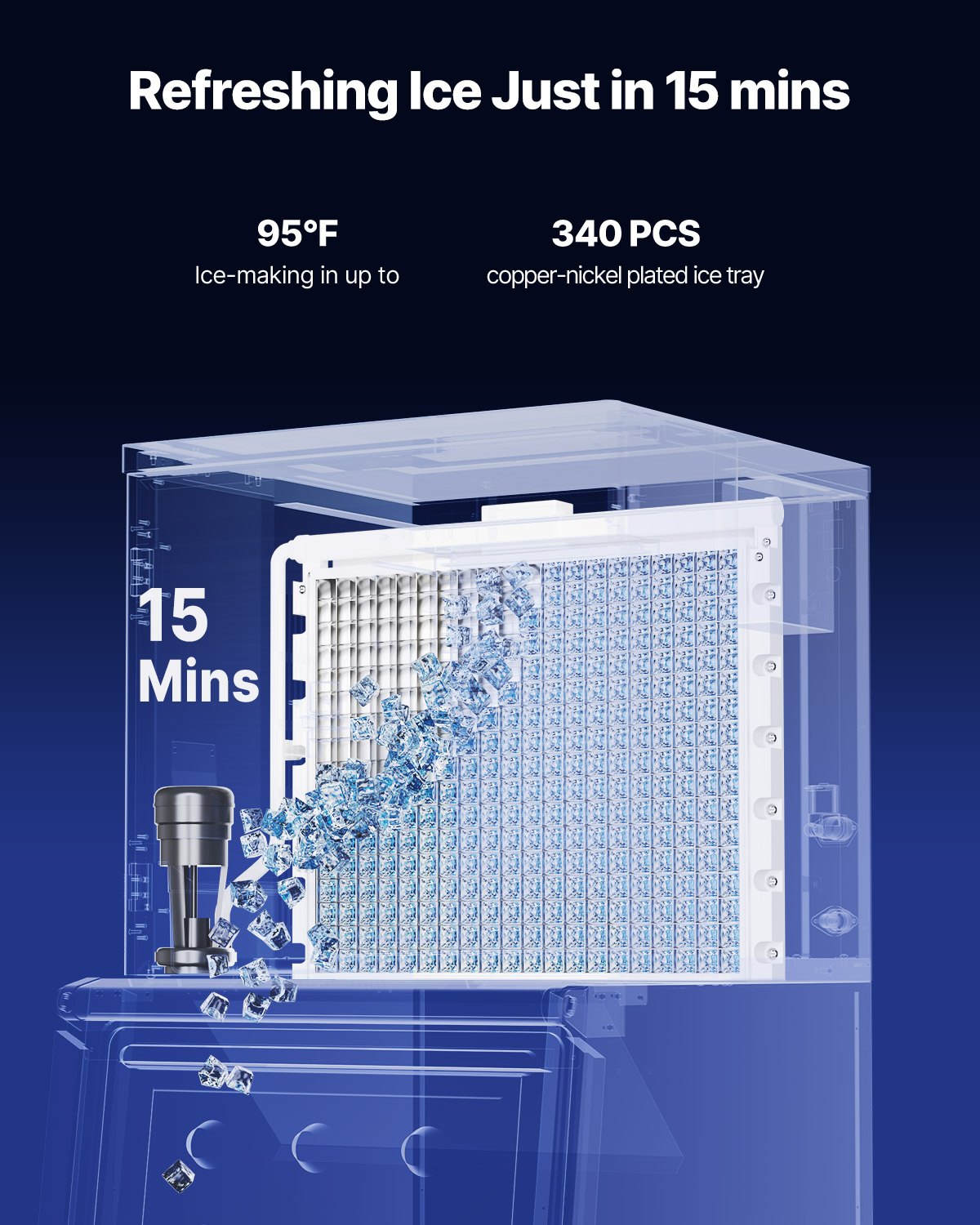 VEVOR Commercial Ice Maker Machine 800 lbs/24 h, 26 Inch Stainless Steel Industrial Ice Machine, Self-Cleaning and Scheduled Ice Making, Modular Ice Cube Machine for Restaurant Hotel - Head Only