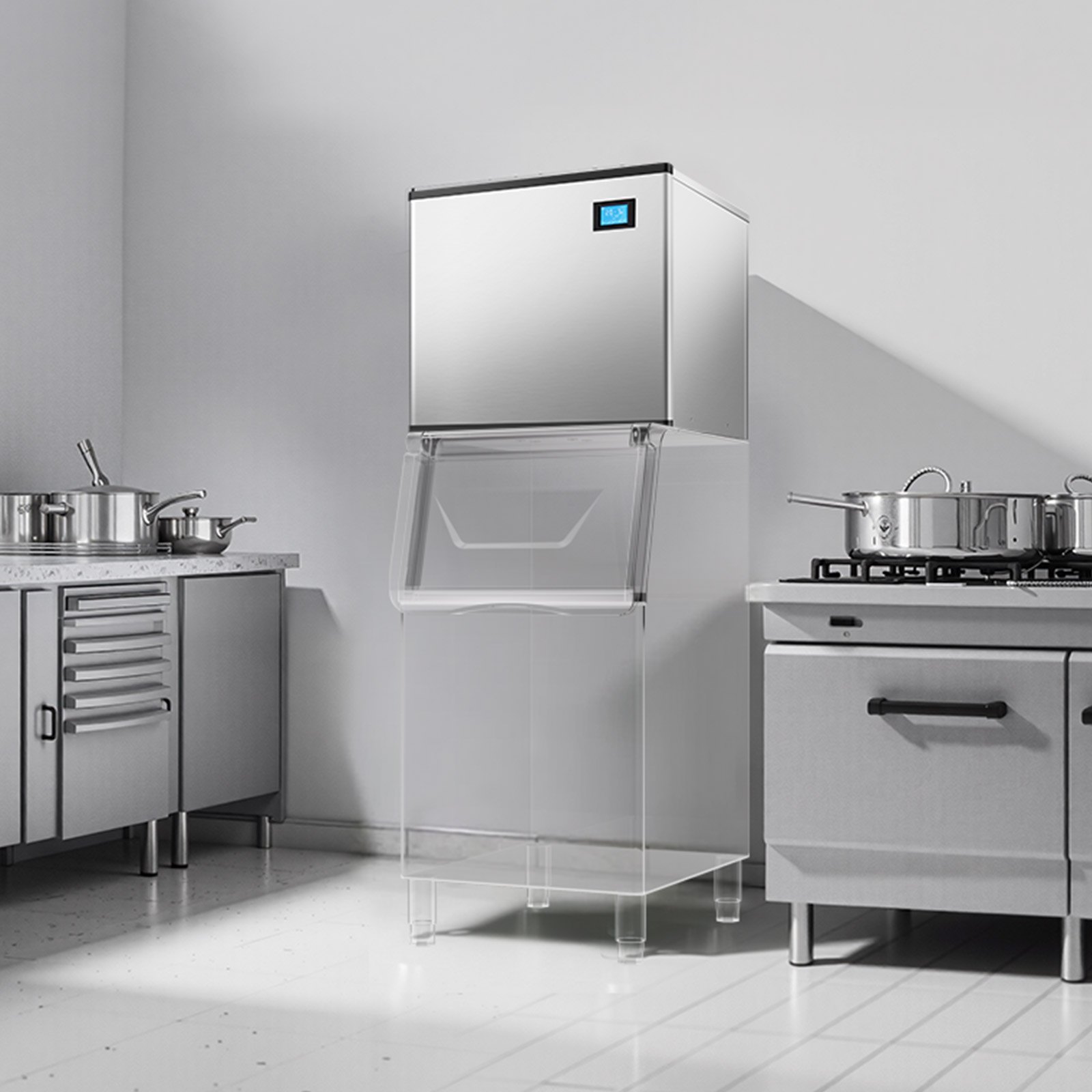 VEVOR Commercial Ice Maker Machine 800 lbs/24 h, 26 Inch Stainless Steel Industrial Ice Machine, Self-Cleaning and Scheduled Ice Making, Modular Ice Cube Machine for Restaurant Hotel - Head Only