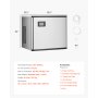 Máquina de hielo comercial VEVOR de 136 kg/24 h, máquina de hielo industrial de acero inoxidable de 50 cm, autolimpiable y programada, máquina modular para hacer cubitos de hielo en restaurantes y hoteles (solo cabezal)