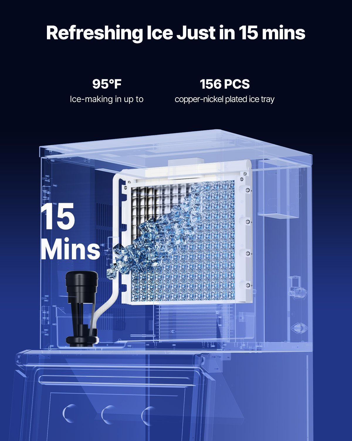 Máquina de hielo comercial VEVOR de 160 kg/día, máquina de hielo industrial de acero inoxidable de 56 cm, autolimpiable y programada, máquina modular para hacer cubitos de hielo en restaurantes y hoteles (solo cabezal)