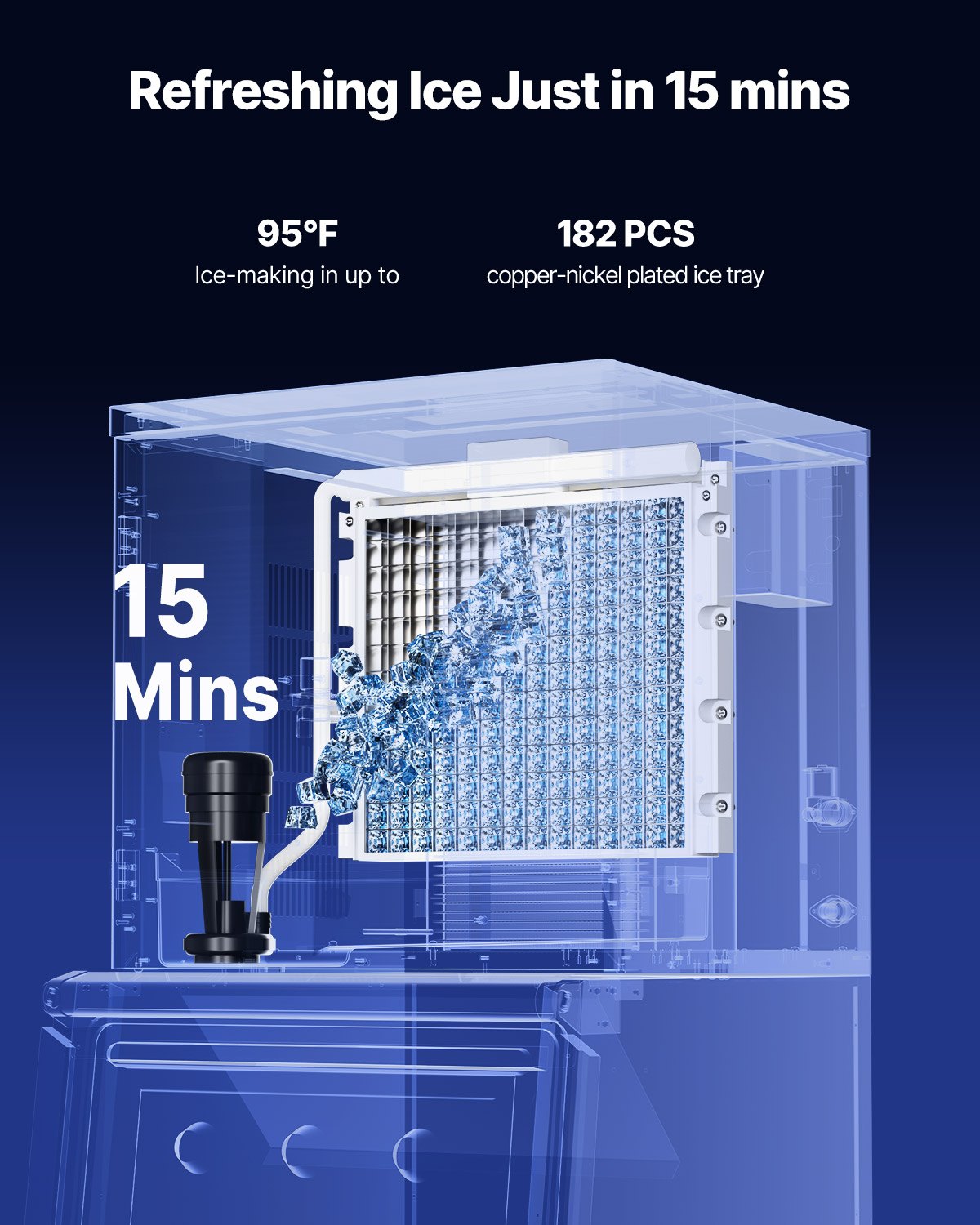 Máquina de hielo comercial VEVOR de 203 kg/día, máquina de hielo industrial de acero inoxidable de 56 cm, autolimpiable y programada, máquina modular para hacer cubitos de hielo en restaurantes y hoteles (solo cabezal)