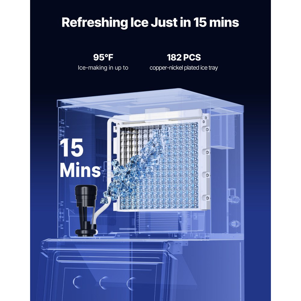 Máquina de hielo comercial VEVOR de 226 kg/24 h, máquina de hielo industrial de acero inoxidable de 56 cm, autolimpiable y programada, máquina modular de cubitos de hielo para restaurantes y hoteles (solo cabezal)