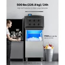 VEVOR Commercial Ice Maker Machine-Head 500 lbs/24 h, 22 Inch Stainless Steel Industrial Ice Machine, Self-Cleaning and Scheduled Ice Making, Modular Ice Cube Machine for Restaurant Hotel - Head Only
