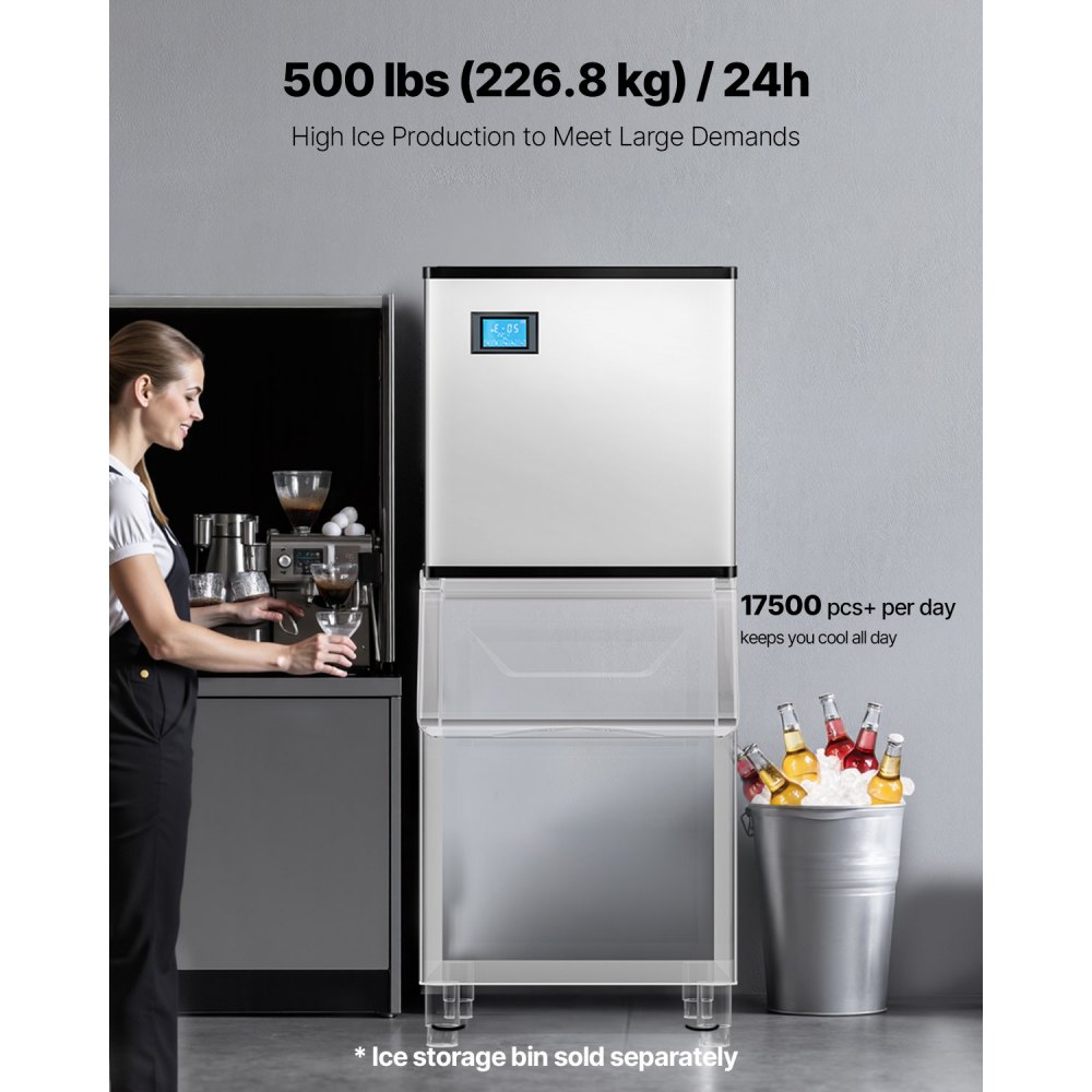 VEVOR Commercial Ice Maker 500 lbs/24 h Self-Cleaning Ice Machine - Head Only