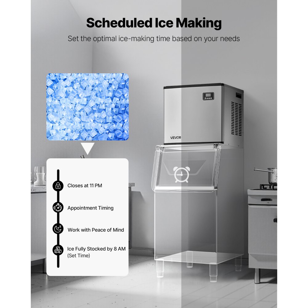 VEVOR Commercial Ice Maker Machine - Head, 181.4 kg/Day Stainless Steel Ice Machine with Self-Cleaning, Scheduled Ice-Making, Adjustable Thickness, Ideal for Restaurant Bar Cafe Hotel - Head Only