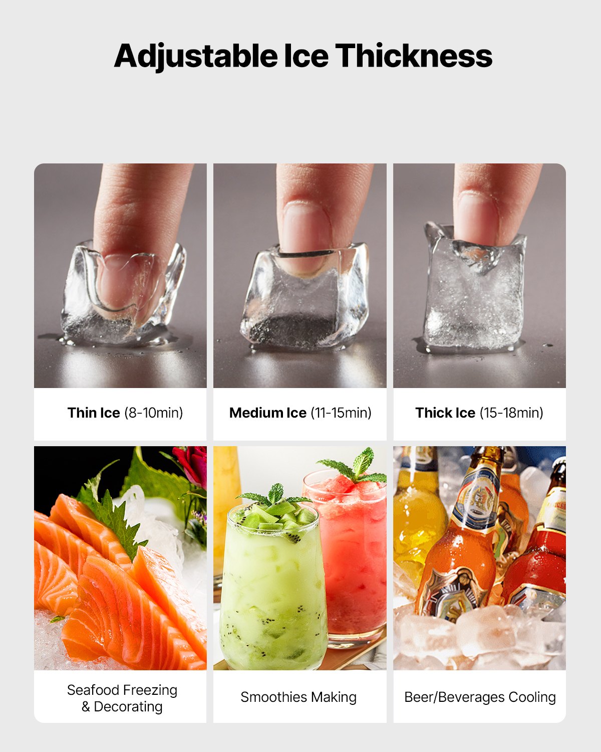 VEVOR Commercial Ice Maker Machine - Head, 249.5 kg/Day Stainless Steel Ice Machine with Self-Cleaning, Scheduled Ice-Making, Adjustable Thickness, Ideal for Restaurant Bar Cafe Hotel - Head Only