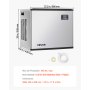 Máquina de gelo comercial VEVOR - Cabeça, 181,4 kg/dia Máquina de gelo de aço inoxidável com autolimpeza, produção de gelo programada, espessura ajustável, ideal para restaurantes, bares, cafés e hotéis - Somente cabeça