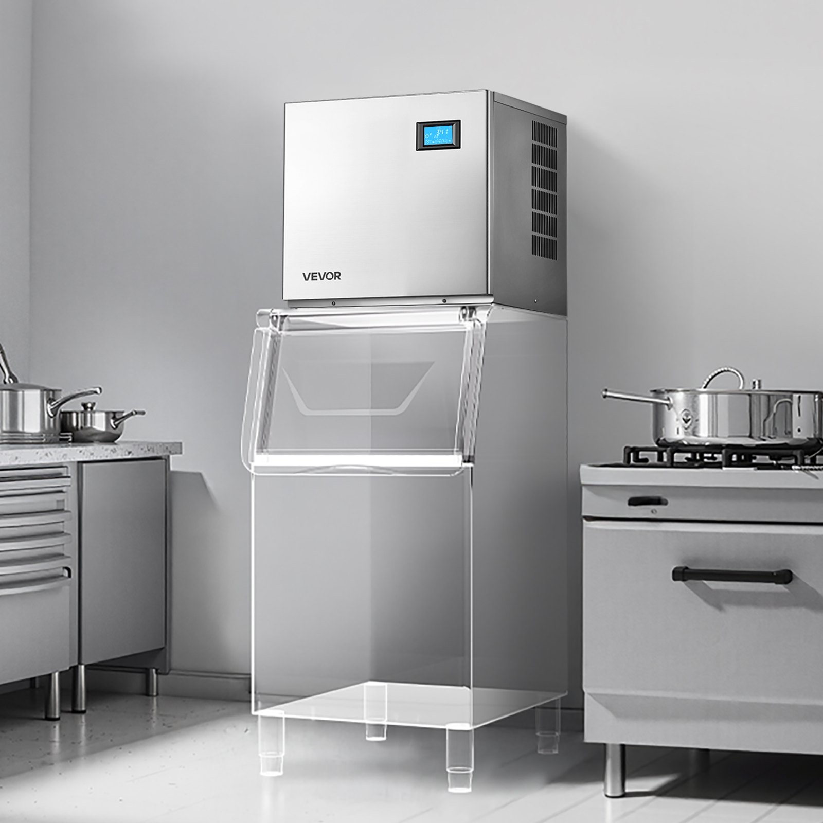 VEVOR Commercial Ice Maker Machine - Head, 360 Lbs/Day Stainless Steel Ice Machine with Self-Cleaning, 156 PCS Ice Tray, Adjustable Thickness, Ideal for Restaurant Bar Cafe Hotel - Head Only