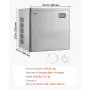 VEVOR Commercial Ice Maker Machine - Head, 450 Lbs/Day Stainless Steel Ice Machine with Scheduled Ice-Making, Self-Cleaning, Adjustable Thickness, Ideal for Restaurant Bar Cafe Hotel - Head Only