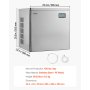 VEVOR Commercial Ice Maker Machine - Head, 204 kg/Day Stainless Steel Ice Machine with Scheduled Ice-Making, Self-Cleaning, Adjustable Thickness, Ideal for Restaurant Bar Cafe Hotel - Head Only