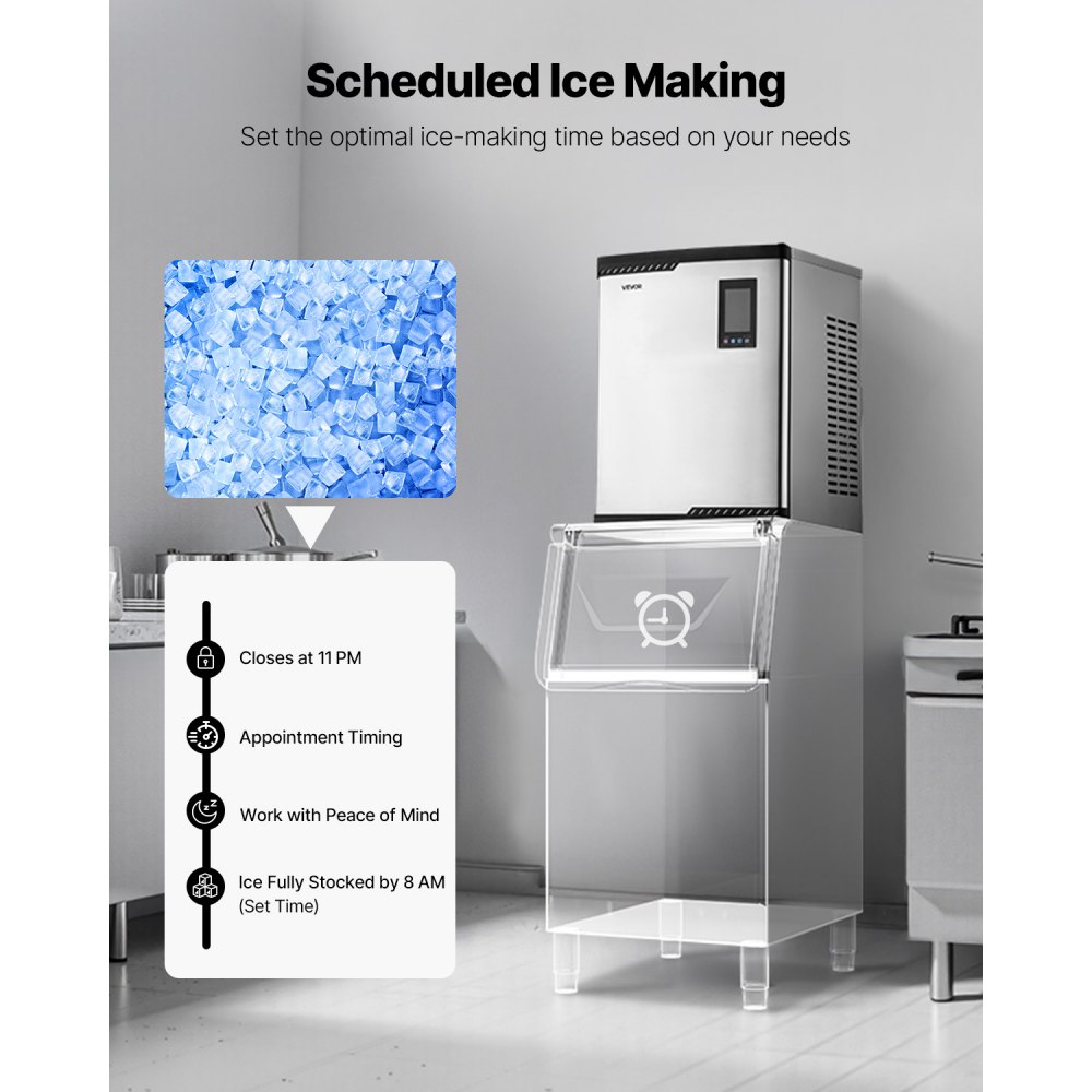 VEVOR Commercial Ice Maker Machine - Head, 800 Lbs/Day Stainless Steel Ice Machine with Scheduled Ice-Making, Self-Cleaning, Adjustable Thickness, Ideal for Restaurant Bar Cafe Hotel - Head Only