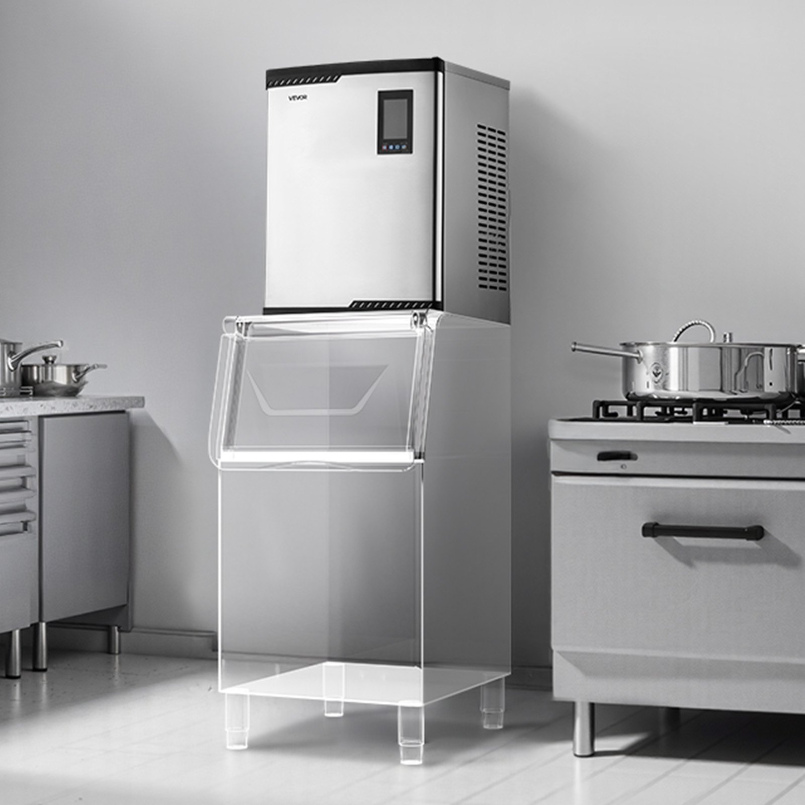 VEVOR Commercial Ice Maker Machine - Head, 800 Lbs/Day Stainless Steel Ice Machine with Scheduled Ice-Making, Self-Cleaning, Adjustable Thickness, Ideal for Restaurant Bar Cafe Hotel - Head Only