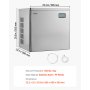 VEVOR Commercial Ice Maker Machine - Head, 650 Lbs/Day Stainless Steel Ice Machine with Scheduled Ice-Making, Self-Cleaning, Adjustable Thickness, Ideal for Restaurant Bar Cafe Hotel - Head Only