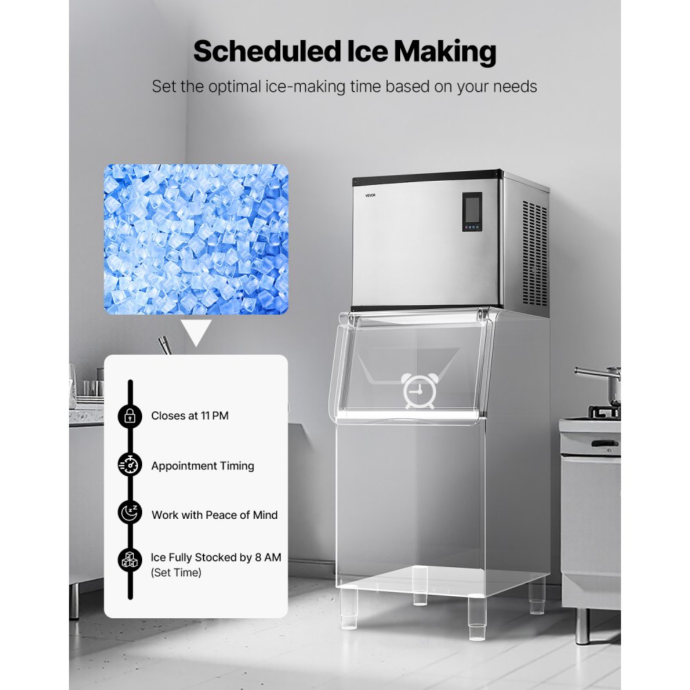 VEVOR Commercial Ice Maker Machine - Head, 1000 Lbs/Day Stainless Steel Ice Machine with Scheduled Ice-Making, Self-Cleaning, Adjustable Thickness, Ideal for Restaurant Bar Cafe Hotel - Head Only