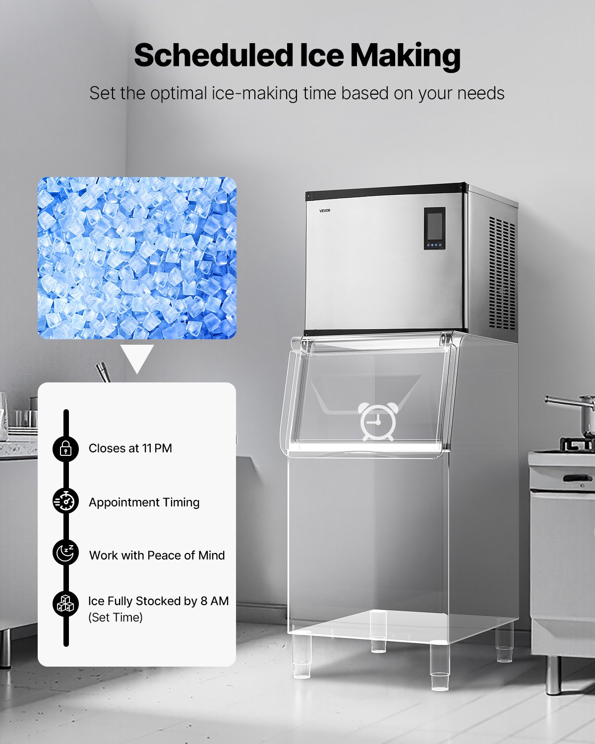 VEVOR Commercial Ice Maker Machine - Head, 1000 Lbs/Day Stainless Steel Ice Machine with Scheduled Ice-Making, Self-Cleaning, Adjustable Thickness, Ideal for Restaurant Bar Cafe Hotel - Head Only