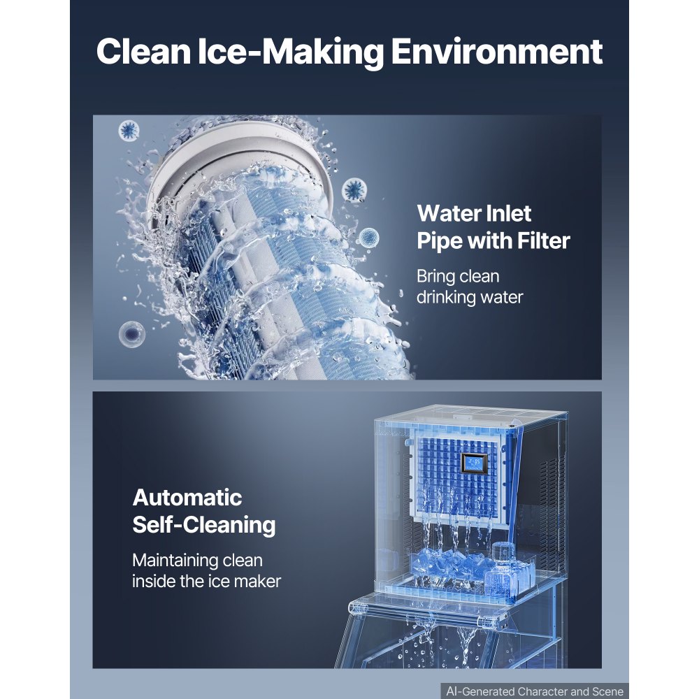 VEVOR Commercial Ice Maker Machine 370 Lbs/24H Stainless Steel Head Only, Ice-Making for Restaurant Bar Cafe Hotel, Ice Ready in 15 Mins, with Self-Cleaning, 132 pcs Ice Tray, Adjustable Thickness