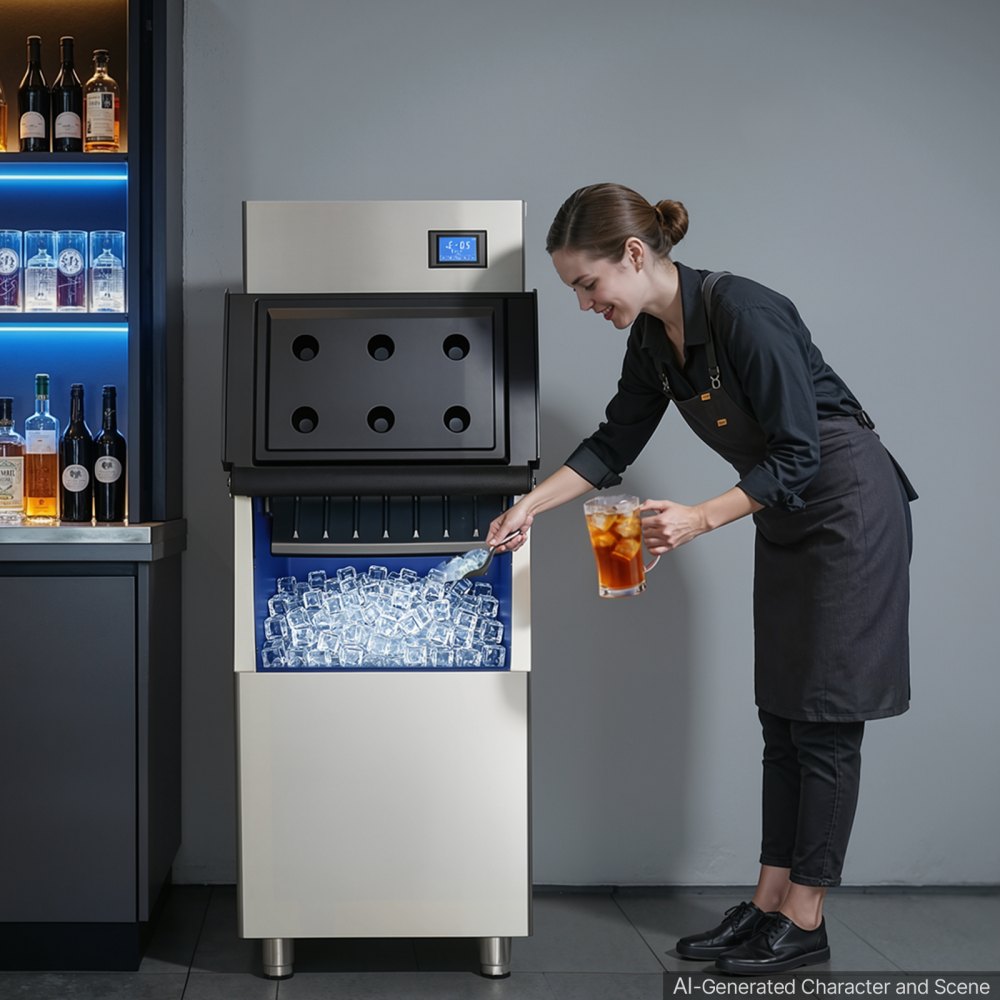 VEVOR Commercial Ice Maker Machine 370 Lbs/24H Stainless Steel Head Only, Ice-Making for Restaurant Bar Cafe Hotel, Ice Ready in 15 Mins, with Self-Cleaning, 132 pcs Ice Tray, Adjustable Thickness