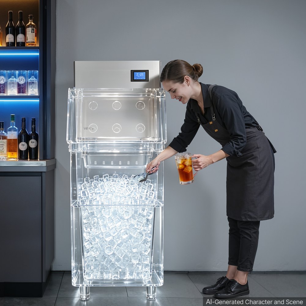 VEVOR Commercial Ice Maker Machine 168 kg/24H Stainless Steel Head Only, Ice-Making for Restaurant Bar Cafe Hotel, Ice Ready in 15 Mins, with Self-Cleaning, 132 pcs Ice Tray, Adjustable Thickness