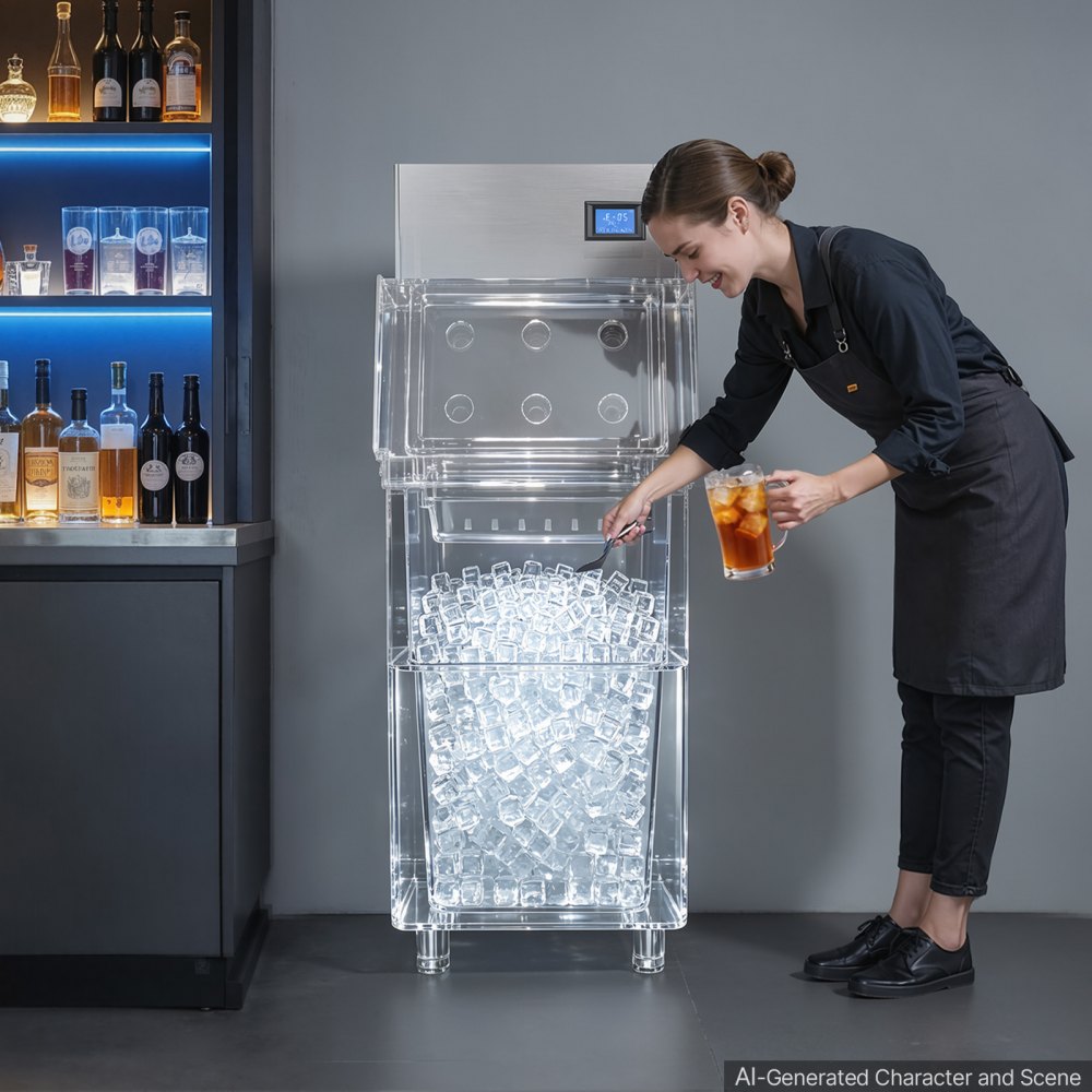 VEVOR Commercial Ice Maker Machine 209 kg/24H Stainless Steel Head Only, Ice-Making for Restaurant Bar Cafe Hotel, Ice Ready in 15 Mins, with Self-Cleaning, 156 pcs Ice Tray, Adjustable Thickness