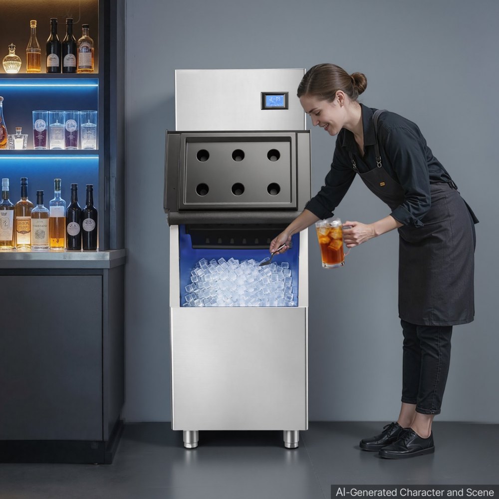 VEVOR Commercial Ice Maker Machine 560 Lbs/24H Stainless Steel Head Only, Ice-Making for Restaurant Bar Cafe Hotel, Ice Ready in 15 Mins, with Self-Cleaning, 182 pcs Ice Tray, Adjustable Thickness