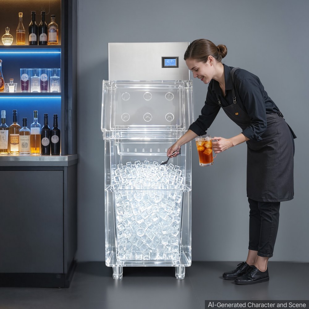 VEVOR Commercial Ice Maker Machine 254 kg/24H Stainless Steel Head Only, Ice-Making for Restaurant Bar Cafe Hotel, Ice Ready in 15 Mins, with Self-Cleaning, 182 pcs Ice Tray, Adjustable Thickness