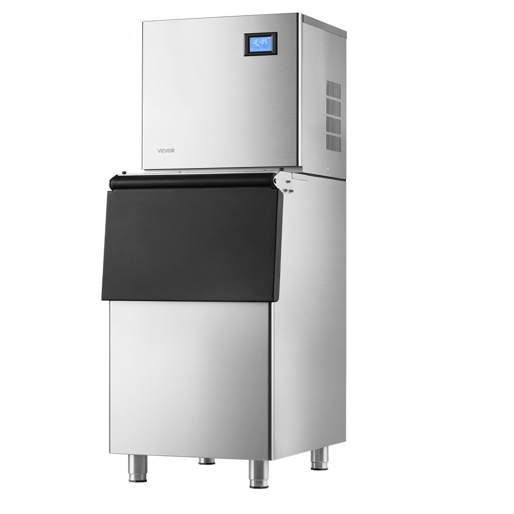 VEVOR Commercial Ice Maker Machine 168 kg/24H Ice-Making Stainless Steel, for Bar Cafe Restaurant Business, Ice Ready in 15 Mins, Freestanding with 113 kg Ice Storage Bin and Auto Self-Cleaning