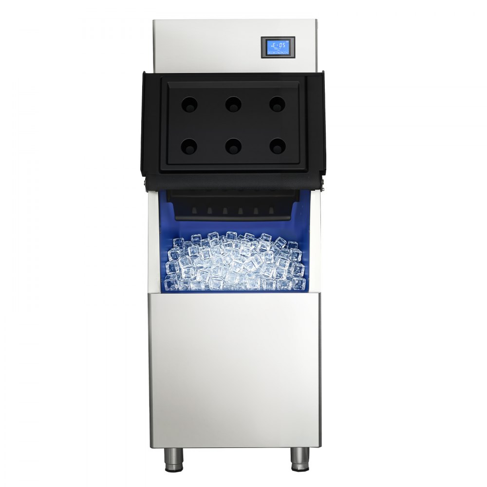 VEVOR Commercial Ice Maker Machine 168 kg/24H Ice-Making Stainless Steel, for Bar Cafe Restaurant Business, Ice Ready in 15 Mins, Freestanding with 113 kg Ice Storage Bin and Auto Self-Cleaning