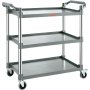three-tier VEVOR utility service cart with sturdy metal frame and four durable casters for easy mobility.