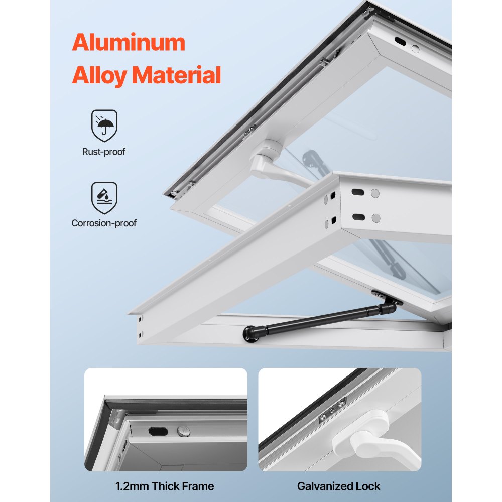 VEVOR serveringsluke 92x61 cm, servicevindu med aluminiumsramme for matvogn, opptil 85 graders serveringsluke med markiseport og dragkrok, regnvannsbestandig for tilhengere