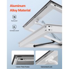 VEVOR Concession Window 92x61 cm, Aluminum Alloy Frame Service Window for Food Truck, Up to 85 Degrees Stand Serving Window with Awning Door and Drag Hook, Rainwater Resistant for Concession Trailers