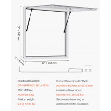 36x36in Concession Stand Serving Window Food Truck Service Awning Aluminum Alloy