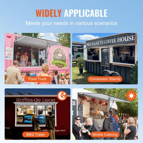 VEVOR 36x36 Inch Concession Window, Aluminum Alloy Food Truck Service Window With 4 Sliding Screen Windows, Awning Door & Drag Hook Aluminum Serving Window