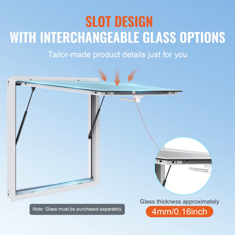 VEVOR Concession Window 36"x36", Aluminum Alloy Food Truck Service Window with Awning Door & Drag Hook, Up to 85 Degrees Stand Serving Window for Food Trucks Concession Trailers, Glass Not Included
