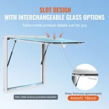 VEVOR Concession Window 36"x36", Aluminum Alloy Food Truck Service Window with Awning Door & Drag Hook, Up to 85 Degrees Stand Serving Window for Food Trucks Concession Trailers, Glass Not Included