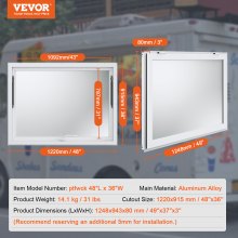 VEVOR Concession Window 48"x36", Aluminum Alloy Food Truck Service Window with Awning Door & Drag Hook, Up to 85 Degrees Stand Serving Window for Food Trucks Concession Trailers, Glass Not Included