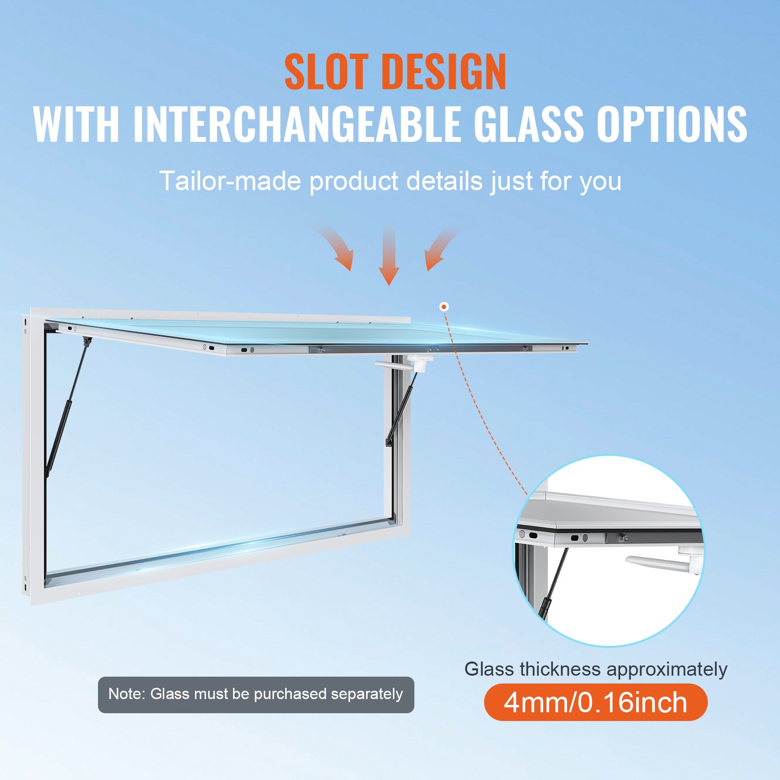 VEVOR Concession Window 72"x48", Aluminum Alloy Food Truck Service Window with Awning Door & Drag Hook, Up to 85 Degrees Stand Serving Window for Food Trucks Concession Trailers, Glass Not Included