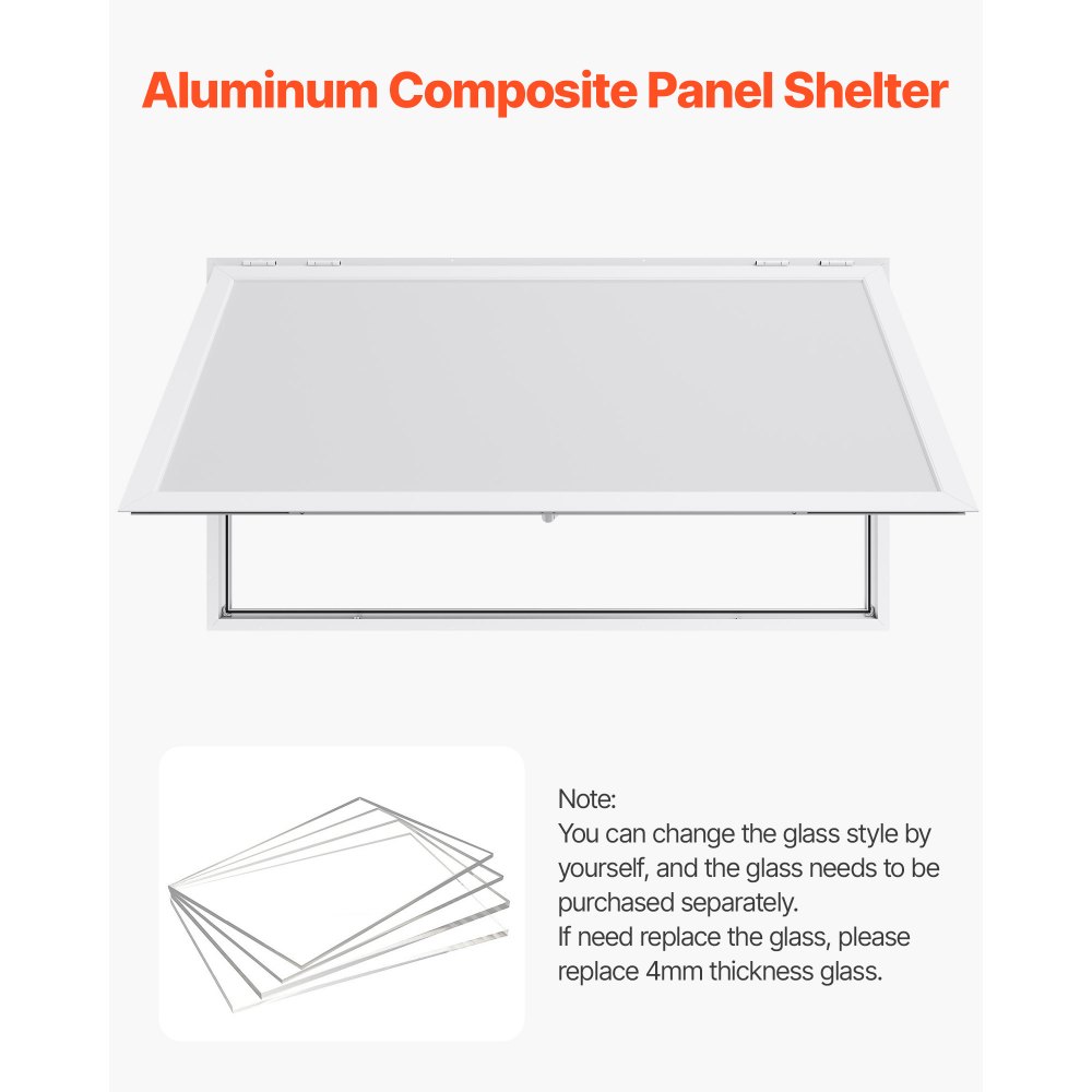 VEVOR Concession Window 188x102cm, Aluminum Alloy Frame Service Window for Food Truck, Up to 85 Degrees Stand Serving Window with Awning Door and Drag Hook, Rainwater Resistant for Concession Trailer
