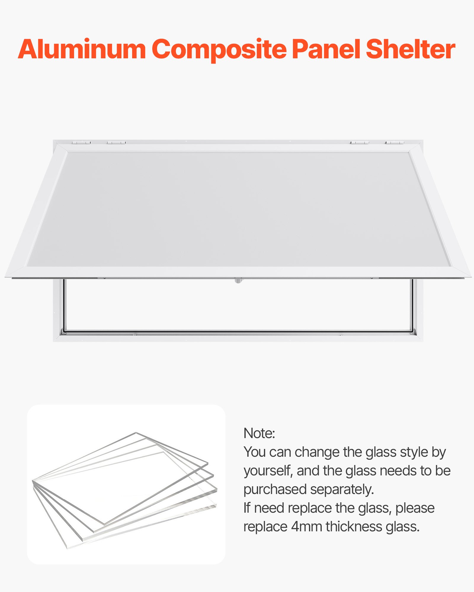 VEVOR Concession Window 188x102cm, Aluminum Alloy Frame Service Window for Food Truck, Up to 85 Degrees Stand Serving Window with Awning Door and Drag Hook, Rainwater Resistant for Concession Trailer